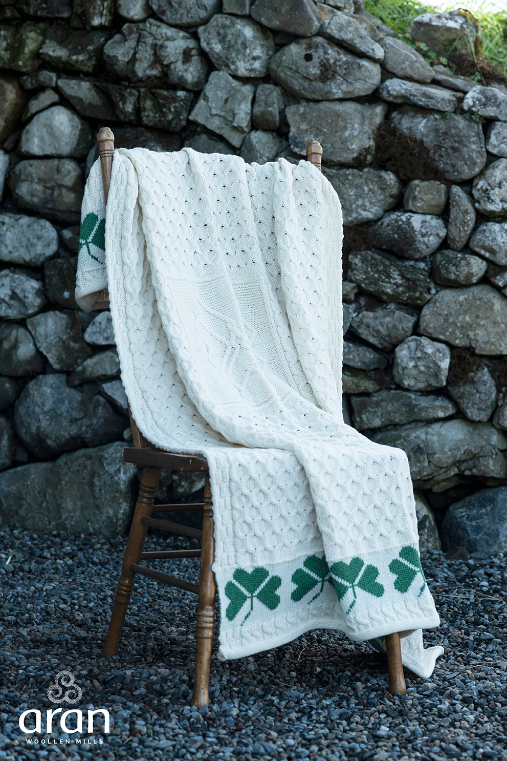 Irish Aran Shamrock Blanket