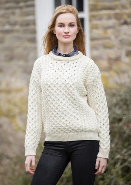 Traditional Women's Aran Sweater Super Soft - Quills Woollen Market