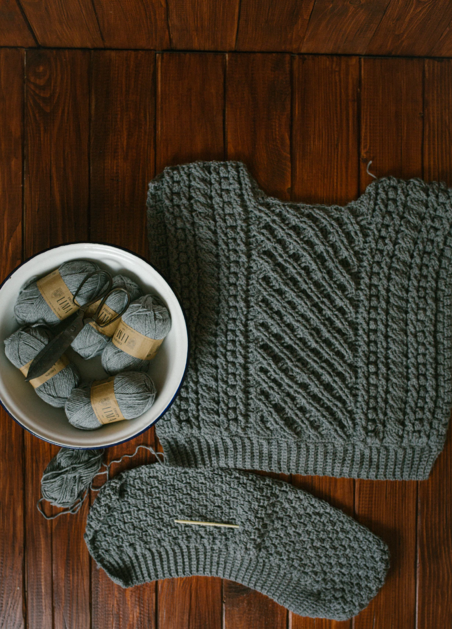 Aran Honeycomb Hat & Scarf Set-Grey - Quills Woollen Market