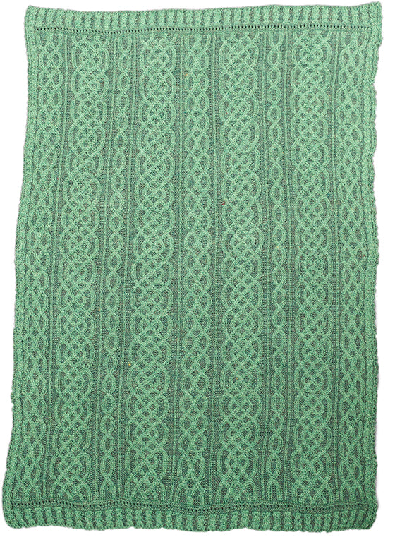 Aran Merino Wool Irish Green Blanket