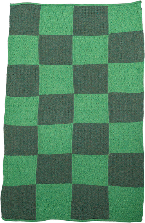 Aran Patchwork Irish Green Wool Blanket