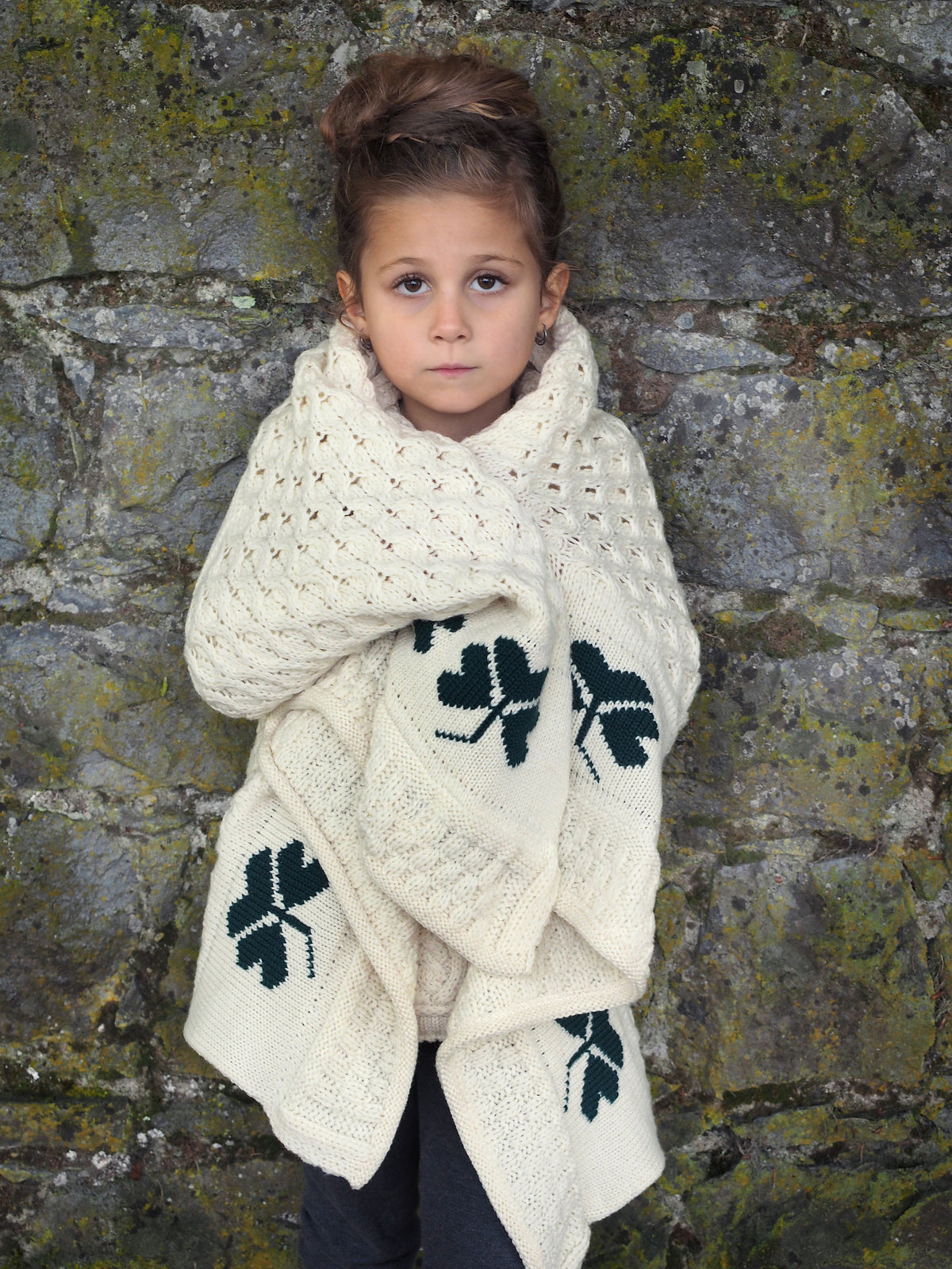 Aran Shamrock Baby Blanket