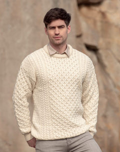 Irish Sweaters Aran Sweater MERINO POLO NECK SWEATER