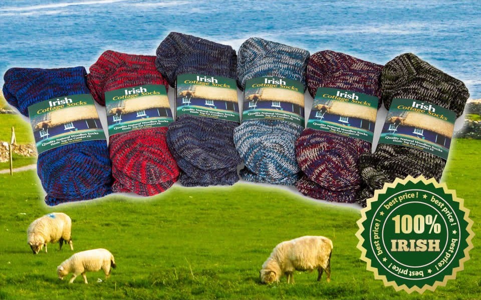 IRISH COTTAGE SOCKS - 6 PAIRS IN A ASSORTED PACK